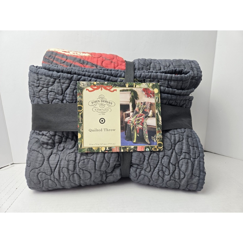 John Derian Quilted Throw Target‎ 50x70 NEW Christmas holiday blanket Amaryllis
